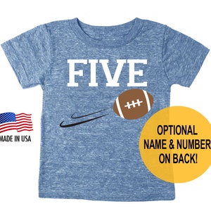 Fifth 5th Birthday 'Five' Football Tri Blend Toddler 5 Fifth Birthday T-Shirt - Toddler Boy and Girl Tee Twins Triplets