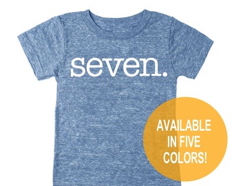 Seventh 7th Birthday &#39;seven&#39; Tri Blend Youth T-Shirt -  Kids Boy and Girl Tee Twins Triplets