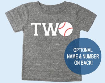 Second 2nd Birthday 'Two' Baseball Tri Blend Toddler  2 Second Birthday T-Shirt - Toddler Boy and Girl Tee