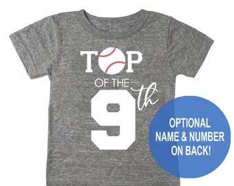 Top of the 9th Birthday Shirt - Baseball Shirt for 9th Birthday