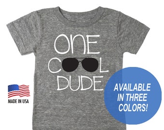 One Cool Dude Tri-blend First Birthday T-shirt  - Baseball Shirt for 1st Birthday - Infant and Toddler sizes