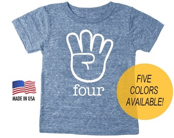 Four Fingers Tri-blend Third Birthday T-shirt - Shirt for 4th Birthday - Toddler Sizes