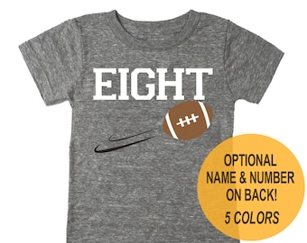 Eighth 8th Birthday 'Eight' Football Youth Tri Blend Birthday T-Shirt - Youth Boy and Girl Tee Twins Triplets Gift