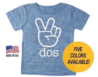 Two &#39;Dos&#39; Fingers Tri-blend Second Birthday T-shirt - Shirt for 2nd Birthday - Infant and Toddler sizes