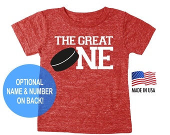T-shirt pour tout-petit 1er anniversaire avec rondelle de hockey « The Great One » pour tout-petit 1 - T-shirt pour tout-petit, garçon et fille