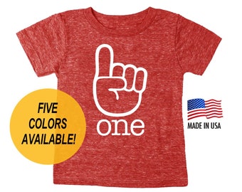 One Finger Tri-blend First Birthday T-shirt  -  Shirt for 1st Birthday - Infant and Toddler sizes