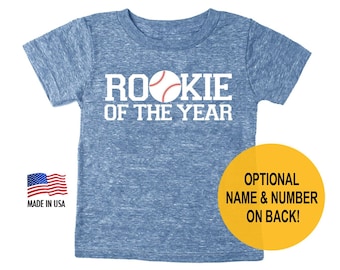 Rookie of the Year Baseball Tri Blend Toddler Birthday T-Shirt - Toddler Boy and Girl Tee