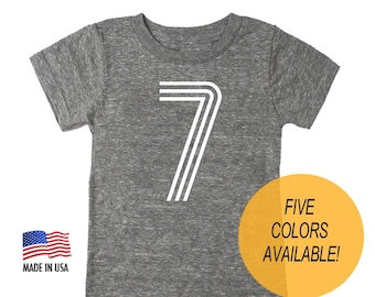 Seventh 7th Birthday '7' Tri Blend Youth T-Shirt -  Kids Boy and Girl Tee Twins Triplets