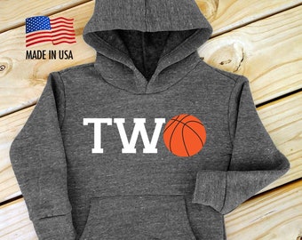 TWO Basketball Birthday Hoodie | Toddler Tri Blend Fleece Pullover