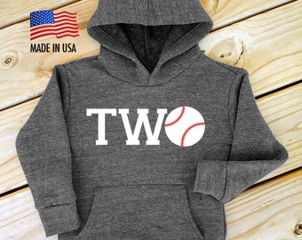 Sweat à capuche baseball anniversaire TWO | Pull en polaire tricolore pour tout-petit