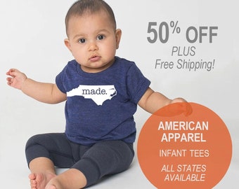 Reg 31.00 50% OFF All States and Washington DC 'made.' Tri Blend Baby T-Shirt - Infant Boy and Girl Tee