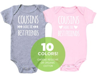 Cousins Make the Best Friends Cotton Baby One Piece Bodysuit - Infant Girl or Boy Gift American Made Baby Clothing