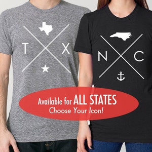 Alle staten en Washington DC Home State Tri Blend Track T-shirt - Unisex Tee Shirts Maat XS S M L XL 2XL