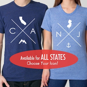 Alle staten en Washington DC Home State Tri Blend Track T-shirt - Unisex Tee Shirts Maat XS S M L XL 2XL
