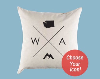 Washington WA Home State Canvas Pillow or Pillow Cover