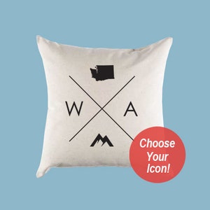 Washington WA Home State Canvas Pillow or Pillow Cover