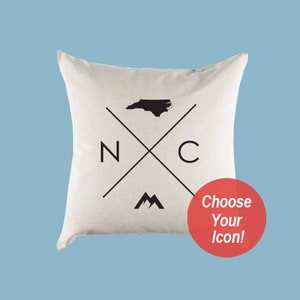 North Carolina NC Home State Canvas Pillow or Pillow Cover image 1