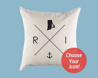 Rhode Island RI Home State Canvas Pillow or Pillow Cover