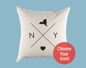 New York NY Home State Canvas Pillow or Pillow Cover