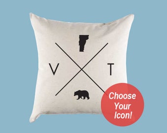 Vermont VT Home State Canvas Pillow or Pillow Cover