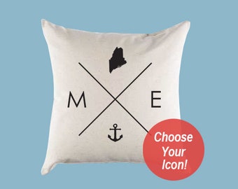 Maine ME Home State Canvas Pillow lub Pillow Cover