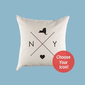 New York NY Home State Canvas Pillow or Pillow Cover