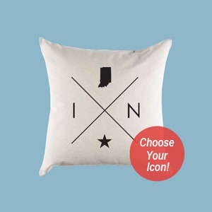Indiana IN Home State Canvas Pillow or Pillow Cover