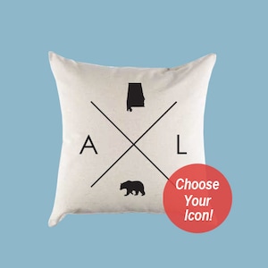 Alabama AL Home State Canvas Pillow or Pillow Cover
