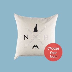 New Hampshire NH Home State Canvas Pillow or Pillow Cover