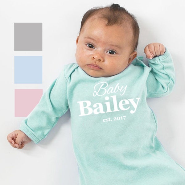Personalized Newborn Baby Gown - Infant Girl and Boy