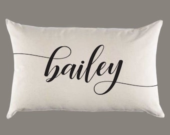 Almohada de lona con nombre personalizado o funda de almohada - Almohada lumbar para el hogar - Almohada para el dormitorio del niño - Regalo para bebé nuevo