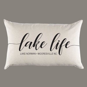 Lake Life Pillow Custom Personalized Lake Life Canvas Pillow or Pillow Cover - Home Throw Lumbar Pillow -  Lake House, Farmhouse, Home Decor