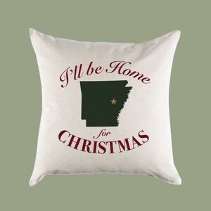 Personalizzato Personalizzato &#39;Sarò a casa per Natale&#39; Arkansas Canvas Cuscino o Federa per cuscino - Regalo di Natale Cuscino per la casa