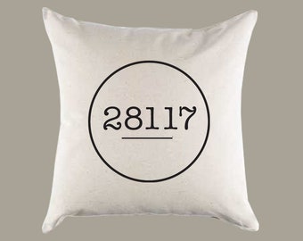 Custom Zip Code Canvas Pillow or Pillow Cover - Home Throw Pillow - Home Decor - Moving Away or Housewarming Gift