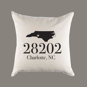 Custom Zip Code with City Canvas Pillow or Pillow Cover - Home Throw Pillow - Home Decor - Moving Away or Housewarming Gift
