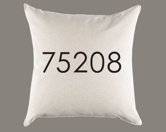 Custom Zip Code Canvas Pillow or Pillow Cover - Home Throw Pillow - Home Decor - Moving Away or Housewarming Gift