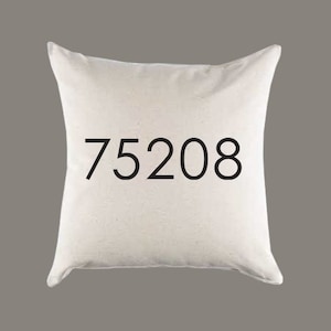Custom Zip Code Canvas Pillow or Pillow Cover - Home Throw Pillow - Home Decor - Moving Away or Housewarming Gift
