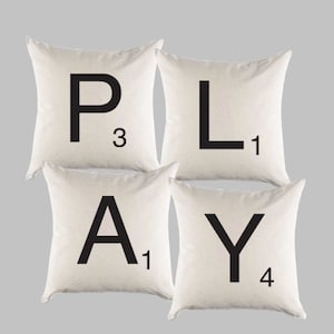 Scrabble Canvas Pillow o Pillow Cover - Throw Pillow - Decoración del hogar - Día del padre o regalo de inauguración de la casa
