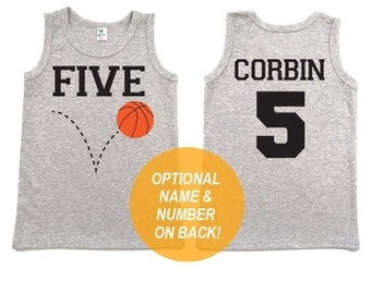 Cinquième 5e anniversaire de basket-ball « Five » en poly coton pour tout-petit, débardeur enfant