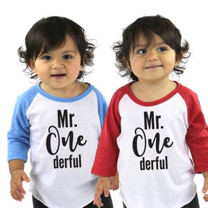 Mr. Onederful First 1st Birthday Tri-blend Raglan Baseball Shirt - First Birthday Shirt