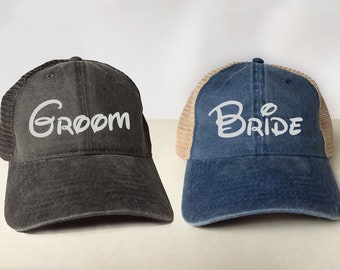 Bride or Groom Disney Font Trucker Hat 