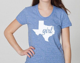 Texas Girl Tri Blend Track T-Shirt - Unisex & Womens(Juniors) Tee Shirts Size S M L XL