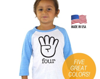 Chemise de baseball raglan tri-blend Four Fingers 4e anniversaire - tailles tout-petit et enfant