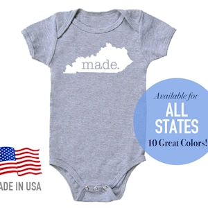 All States 'made.' Cotton Baby One Piece Bodysuit Infant Girl and Boy Gift Unisex Baby Clothing Grandparent Announcement image 1