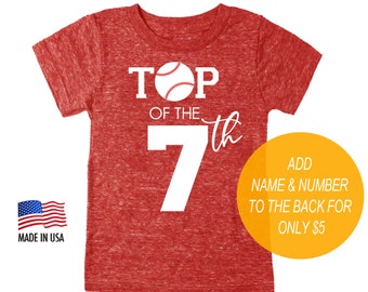 50% OFF! Reg. 19.90 Youth Size 10 Seventh Birthday 'Top of the 7th' Red Tri Blend T-Shirt