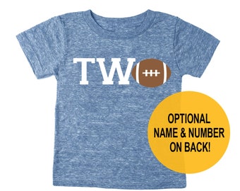Second 2nd Birthday 'Two' Football Tri Blend Toddler 2 Second Birthday T-Shirt - Toddler Boy and Girl Tee