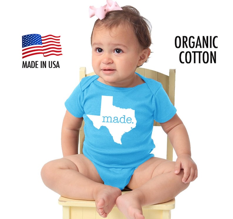 Texas /'Made/' Organic Cotton Infant One Piece \u2022 Made in the USA