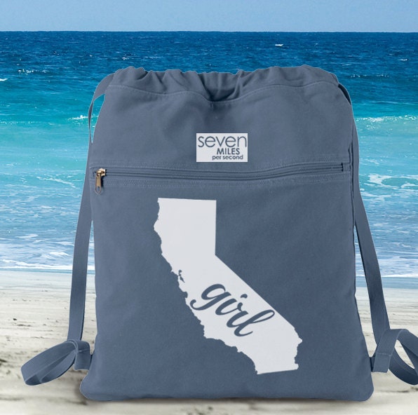 California Girl Canvas Backpack Cinch Sack - Etsy display picture 1