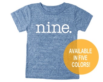 Ninth 9th Birthday 'nine.' Tri Blend Youth T-Shirt -  Kids Boy and Girl Tee Twins Triplets