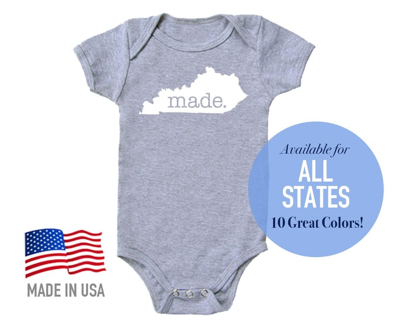 All States 'made.' Cotton Baby One Piece Bodysuit Infant Girl and Boy Gift Unisex Baby Clothing image 1